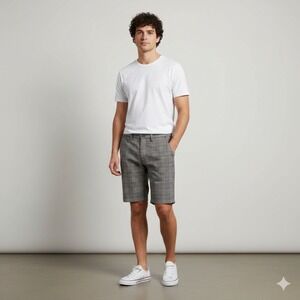 Brixton Mens Toil II Chino Shorts Standard Fit Grey Plaid Size 38